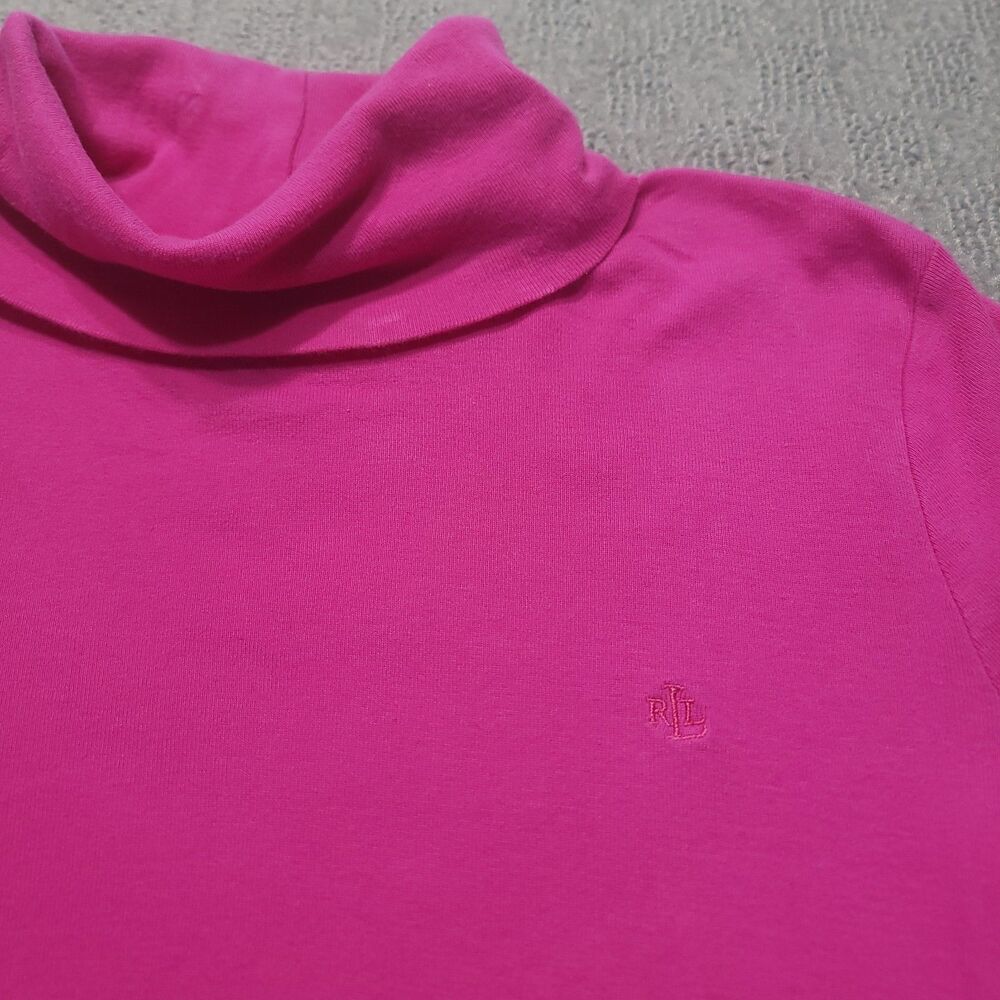 Ralph Lauren Turtleneck Womens L Pink Long Sleeve Emborderd Logo Cotton - Picture 2 of 10